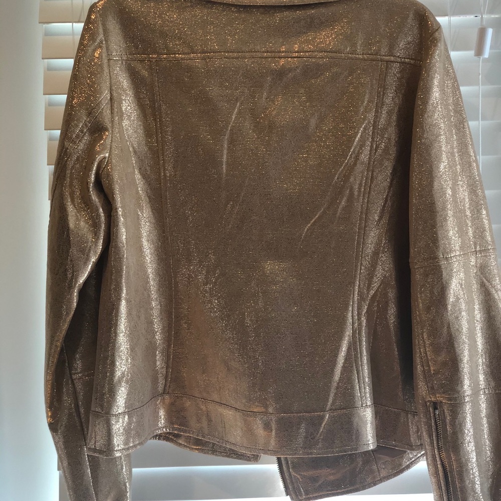 Cute rose gold faux leather jacket new never worn